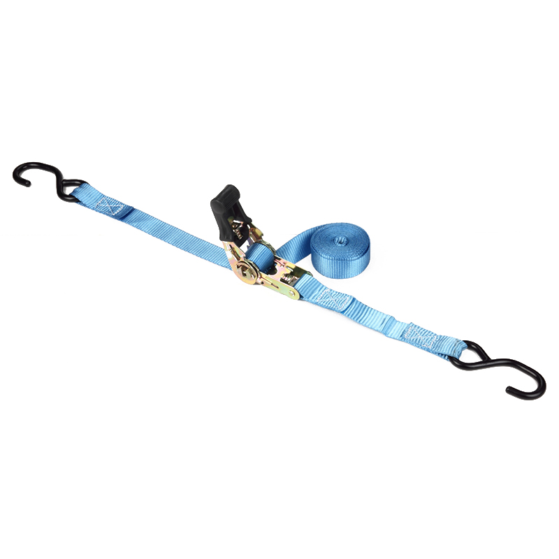 Sangles d'attache à cliquet de 1 pouce 25 mm 800 kg avec crochet en revêtement noir