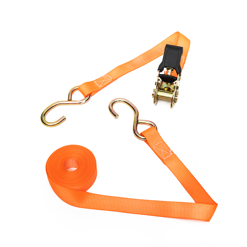 Sangles d'attache à cliquet de 1 pouce 25 mm 800 kg avec crochet en revêtement noir