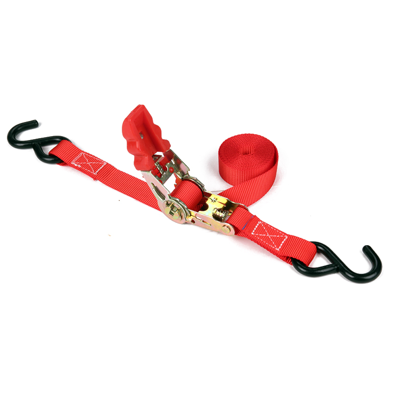 Sangles d'attache à cliquet de 1 pouce 25 mm 800 kg avec crochet en revêtement noir